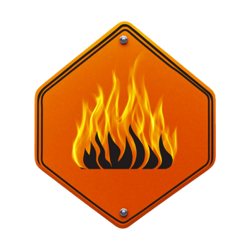 Orange Hexagonal Sign Depicting Flames of Fire png