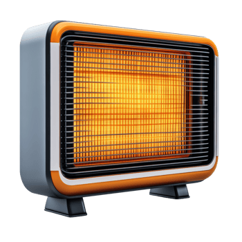 An orange and gray electric halogen heater is shown png