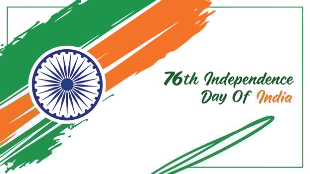 India Independence Day, tricolor flag, flying doves, orange white and green, patriotic illustration vector
