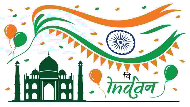India independence day, watercolor painting, saffron orange and green colors, tricolor flag, abstract design vector
