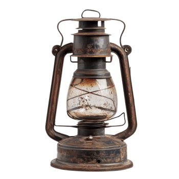Antique Metal Oil Lantern Shows Age and Wear png