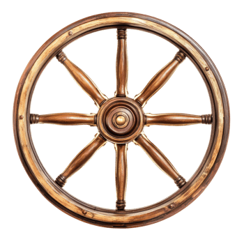 Elegant Wooden Ship Wheel Nautical Decor png