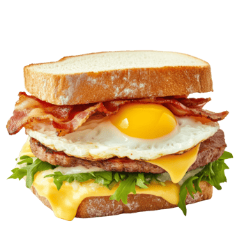 Delicious Bacon Egg Cheese Sandwich Patty Meal png