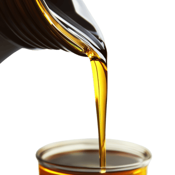 Golden oil pouring into a clear container png