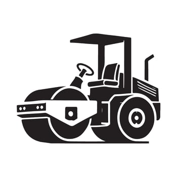 Road Roller Silhouette Construction Machinery Illustration vector