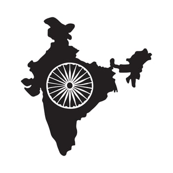 India Map with Ashoka Chakra Silhouette vector