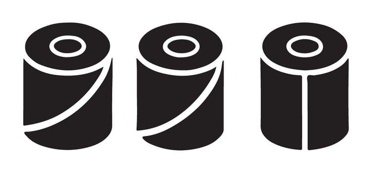 Simple Black Silhouette Toilet Paper Rolls Icon Set vector