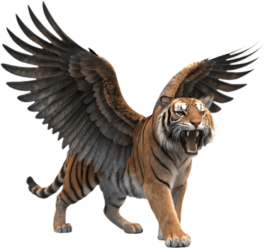 Majestic Winged Tiger Clipart for Powerful Fantasy Designs. . png