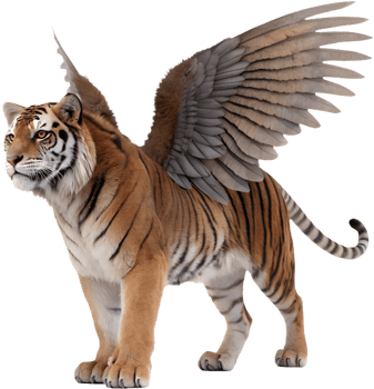 Flying Tiger Clipart for Wild Fantasy and Wildlife Projects. . png
