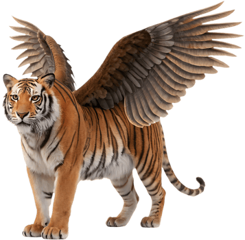 Powerful Mythical Winged Tiger Clipart for Fantasy Creatures. . png