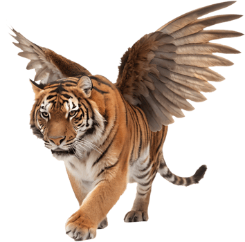 Majestic and Fierce Winged Tiger Clipart for Fantasy Art. . png