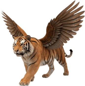 Mythical and Powerful Winged Tiger Clipart for Fantasy Art. . png