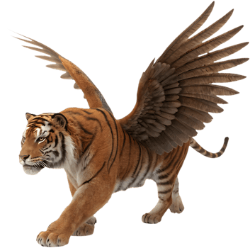 Flying Winged Tiger Clipart for Magical Fantasy Illustrations. . png