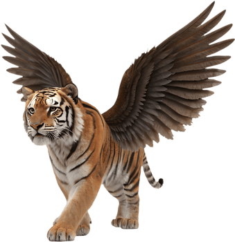 Beautiful Winged Tiger Clipart for Mythical Wildlife Creations. . png