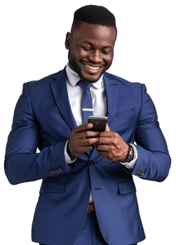 man in suit and tie using his phone png