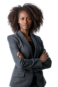 African american business woman with her arms crossed png