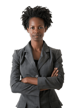 Young african american woman in a business suit png