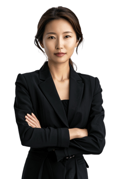 business woman in black suit with arms crossed png