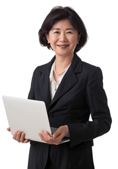 asian business woman holding laptop png