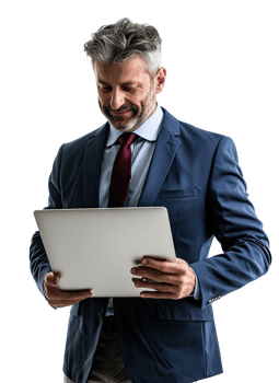 businessman in suit holding laptop png