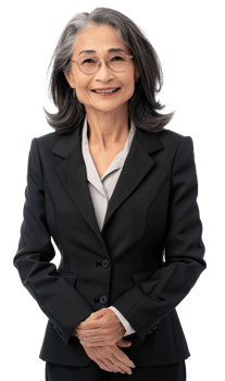Old asian woman in a business suit png