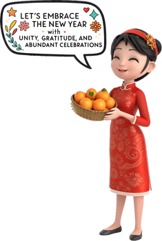 Lunar Festival Charm Expressed by a Smiling Chinese Girl. . png