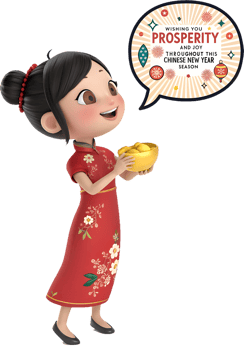 Lunar New Year Wishes With a Festive Smiling Girl. . png