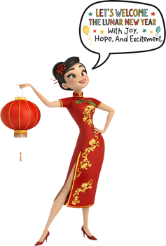 Cute Girls Gesture Brings Joyful New Year Wishes. . png