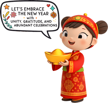 Chinese New Year Cheer With a Festive Smiling Girl. . png
