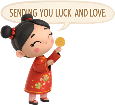 Joyful Chinese Girl in Traditional Attire Welcomes New Year. . png