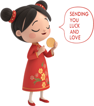 Cultural Lunar Festivity Shown by a Beautiful Smiling Girl. . png