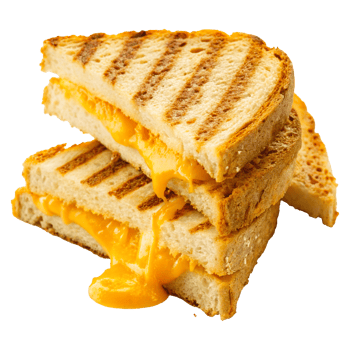 Grilled Cheese Sandwich with Melted Cheddar and Golden-Brown Bread png