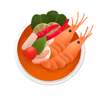 thai food illustration, spicy prawn soup png