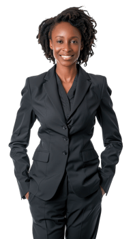 A black woman in a suit and tie png
