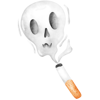 Crushed Cigarette with Ash and Smoke Skull png