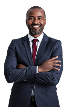 A black man in a suit and tie smiling png