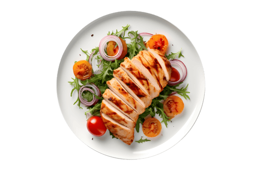 grilled chicken breast with vegetables on a plate png