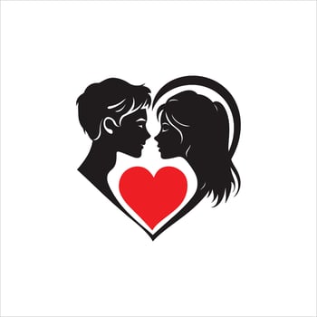 Romantic Valentine Silhouette Art of a Couple Walking Together Hand in Hand in Clean Black and White Minimalist Design Symbolizing Unity Love and Connection with Elegant Simplicity vector