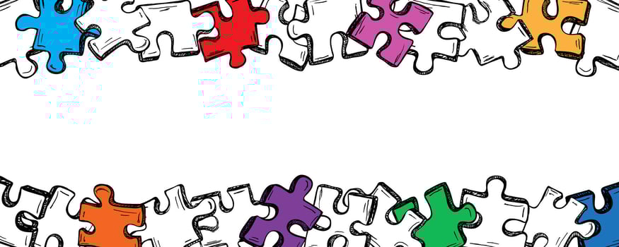 Modern background with hand drawn jigsaw puzzles piece vector
