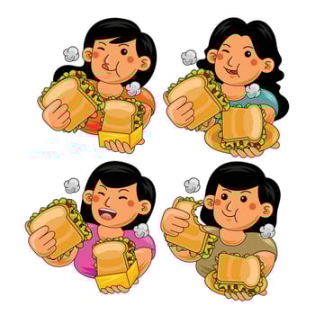 Woman eating Sandwich Fast Food vector
