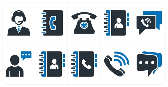 A set of 10 mix icons as customer support, business contacts, landline vector