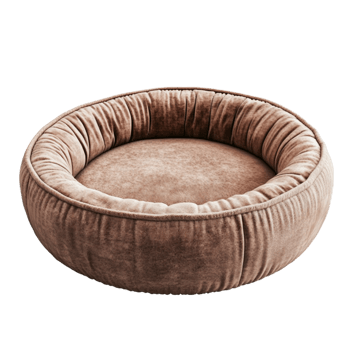 Round Dog Bed with Brown Fabric png