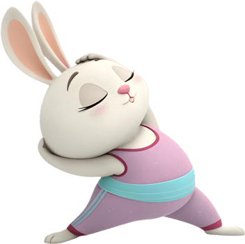 Rabbit in sports uniform performing graceful energetic game pose. . png