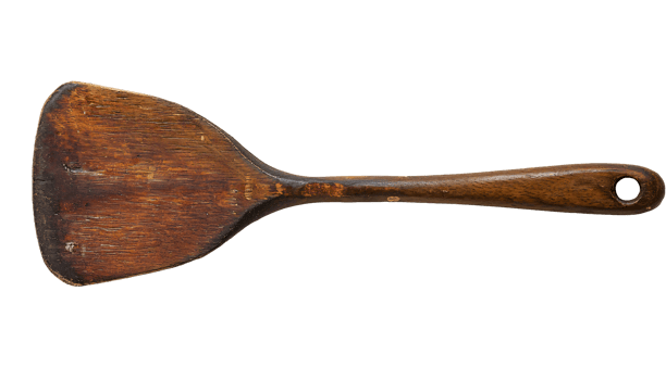 vintage wooden spatula isolated background rustic kitchen tool aged wood handle cookware png