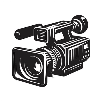 VideoCamera Clipart Black And White Silhouette Illustration Symbol Icon Design On White Background vector