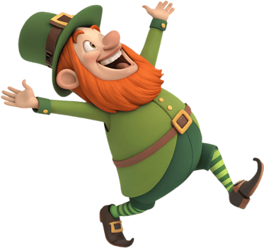St. Patricks Day leprechaun spreading joy with lucky Irish treasures. . png
