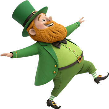 Magical Irish leprechaun depicted in charming festive holiday pose. . png