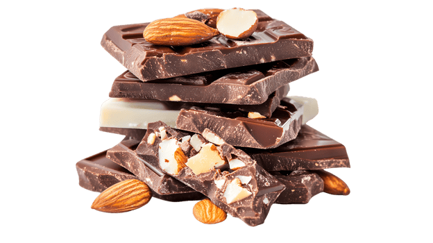 Dark and White Chocolate Pieces with Almonds png