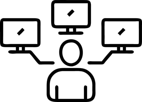 Employee struggling with multiple screens Set 2 vector