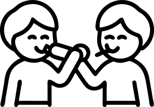 Candid Shot of Siblings Brushing Teeth Together vector